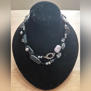 Vintage Silpada necklace made of sterling silver, hematite  grey pearls